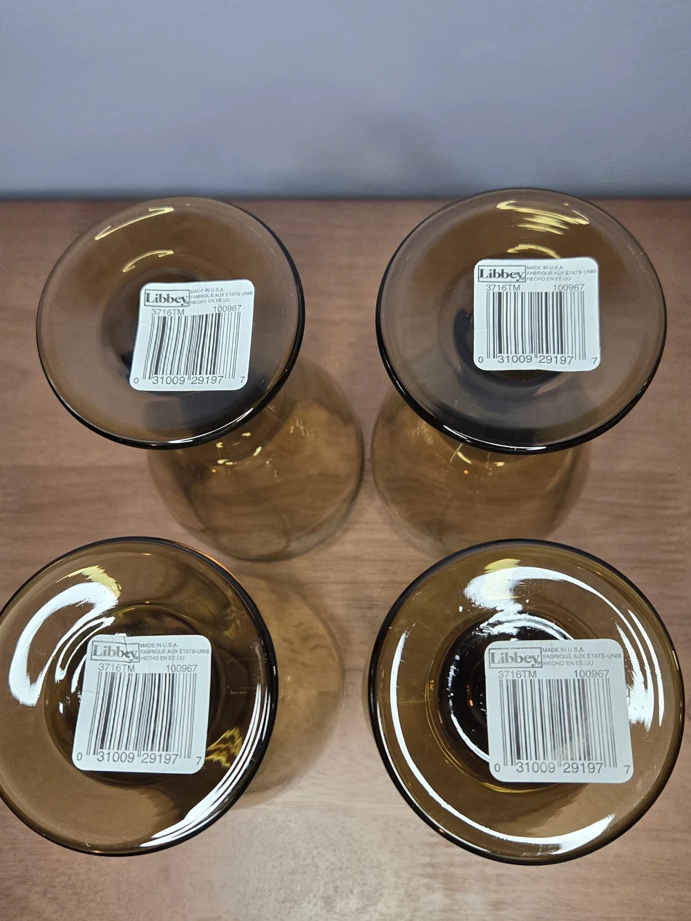 Libbey Amber-Tinted Stemmed Wine Glasses - Set of 4